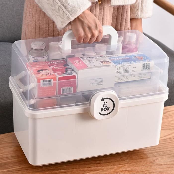 Boîte à Pharmacie Portable à 3 étages, Boîte de Rangement à Médicaments en  Plastique, Boîte à Médicaments Pliable avec Poigné - Cdiscount Maison