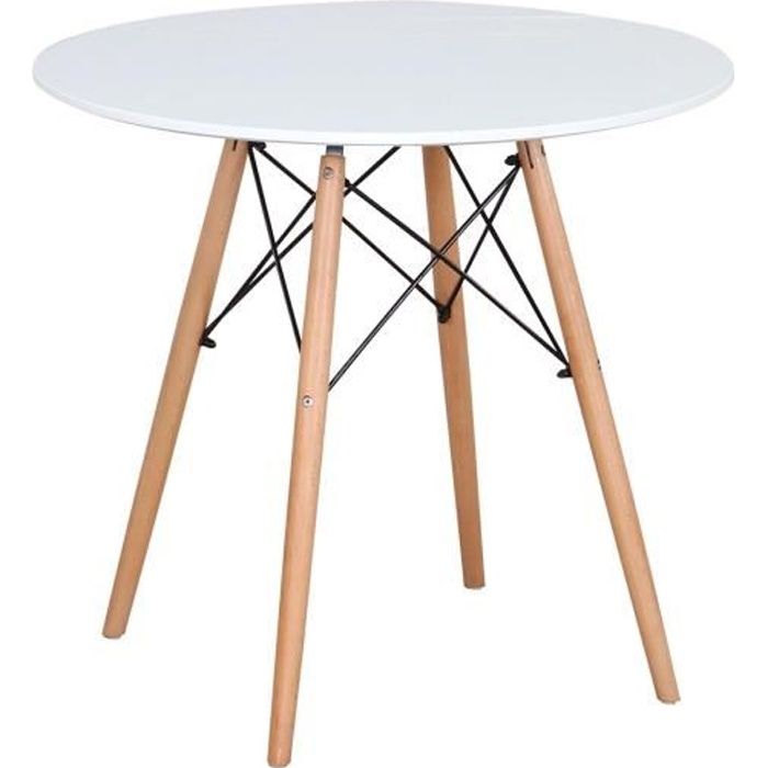 table à manger ronde scandinave - pour 2-4 personnes - w80*h74cm