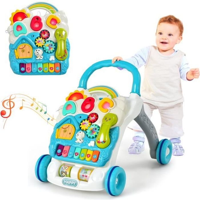 Dreamade Trotteur Bebe Avec Panneau De Musique Amovible Marcheur Multifonction Avec Roues A Vitesse Reglable Telephone Et Lumiere Cdiscount Puericulture Eveil Bebe