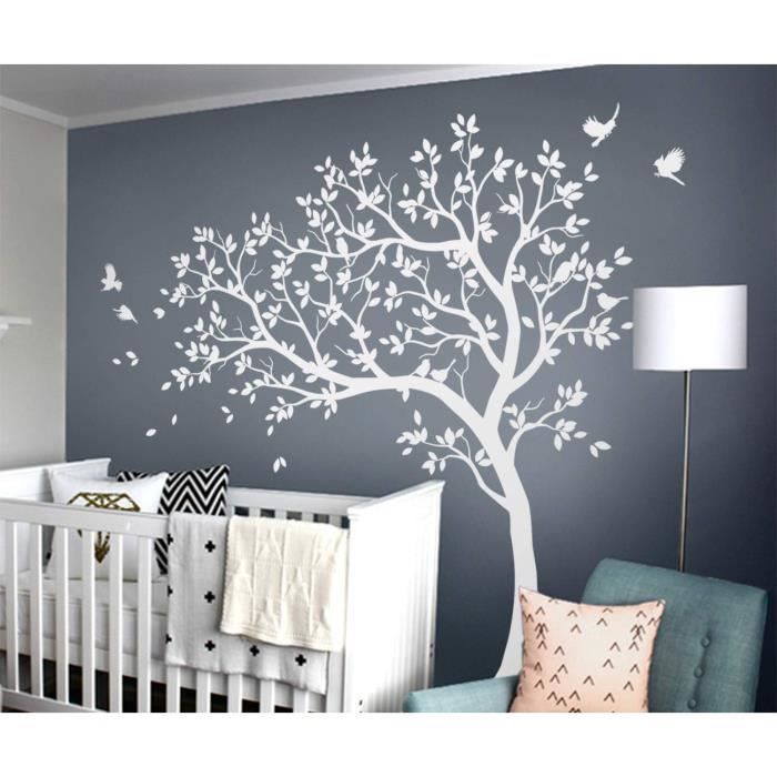 Autocollant Mural Déco Cage Arbre Et Oiseaux - Vinyle Wickedstickers - Neuf