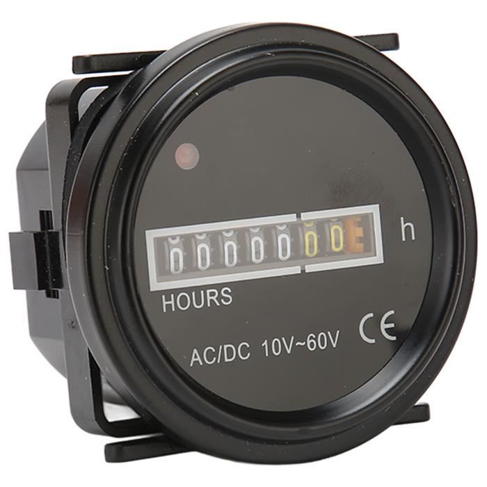 Compteur Horaire Mécanique HM001 - 6-80V DC - Pour Moteur, Générateur - Compte Jusqu'à 99999.9h - 8