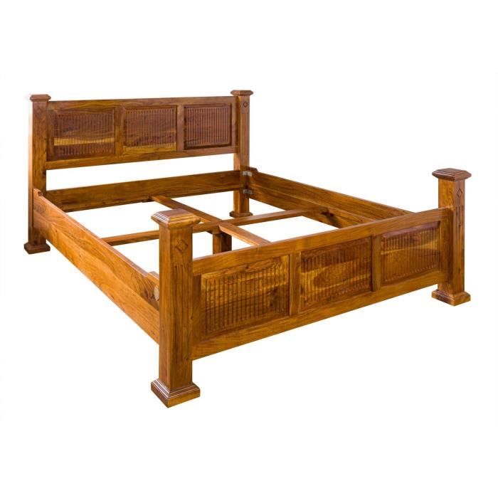 Lit double 200x200 Acacia laqu&eacute; Miel OXFORD N&deg; 0133 
