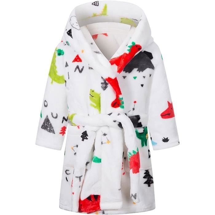 Peignoir Enfant Garçon/fille à Capuche - Taille 1 à 7 Ans - Manches Longues, Ceinture - Pour Après Le Bain, Nuit, Détente