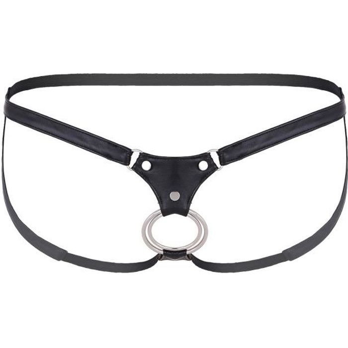 string cuir noir homme