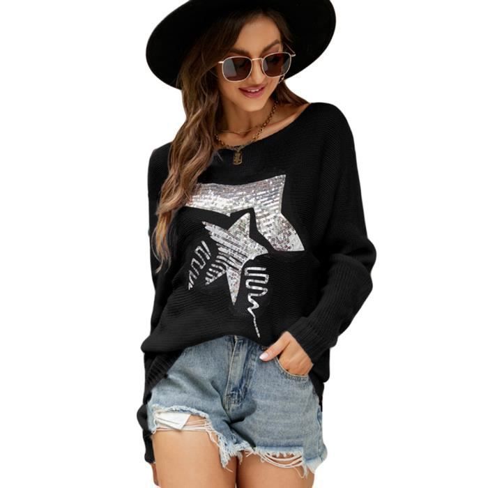 Pull noir online large femme