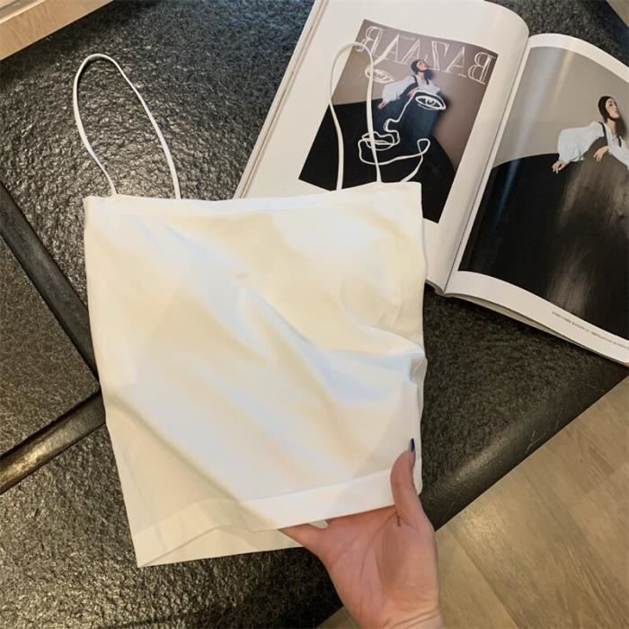 Débardeur Spaghetti Femme D'été - Tissu Plissé Avec Col Rond Et Lacets - Confortable Et Décontracté