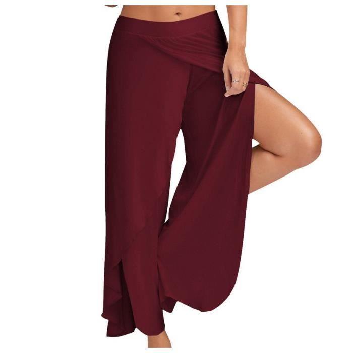 Pantalon Yoga Femme Large Jambe Sarouels Harem Bloomer Casual Extensbile pour Danse Pilates Fitness Sport rouge GOGUQ