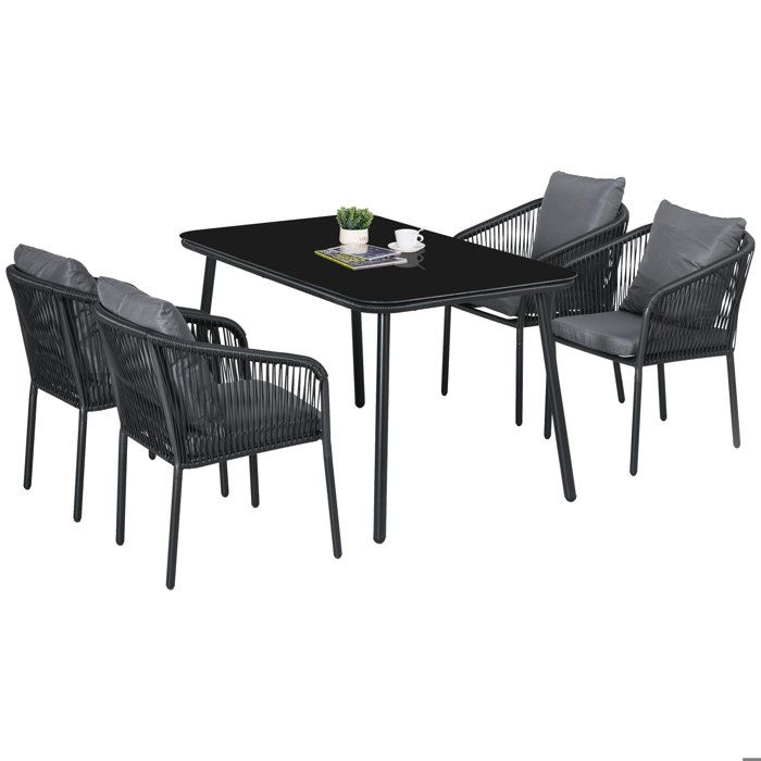 Salon de Jardin 4 personnes Outsunny en rotin PE avec