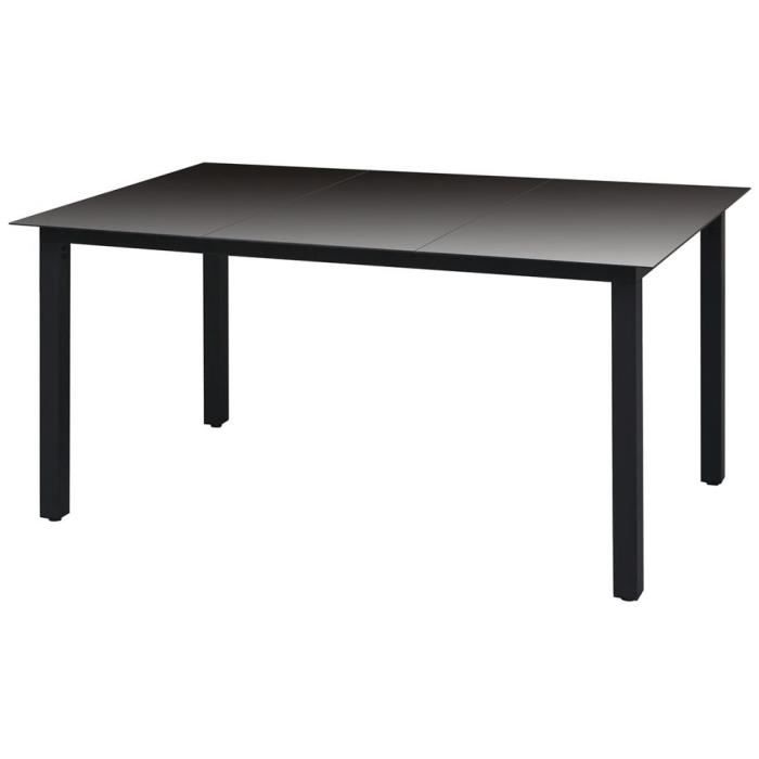 Table A Manger De Jardin Table De Camping Verre Aluminium Noir 150
