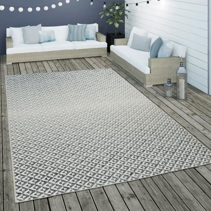tapis interieur exterieur tissage a plat geometrique scandinave design losanges en gris 80x150 cm cdiscount maison