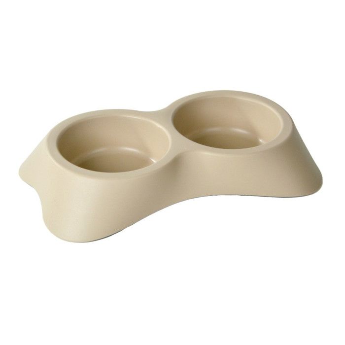 Gamelle Double pour Chien & Chat Mocaccino 200ml Taupe