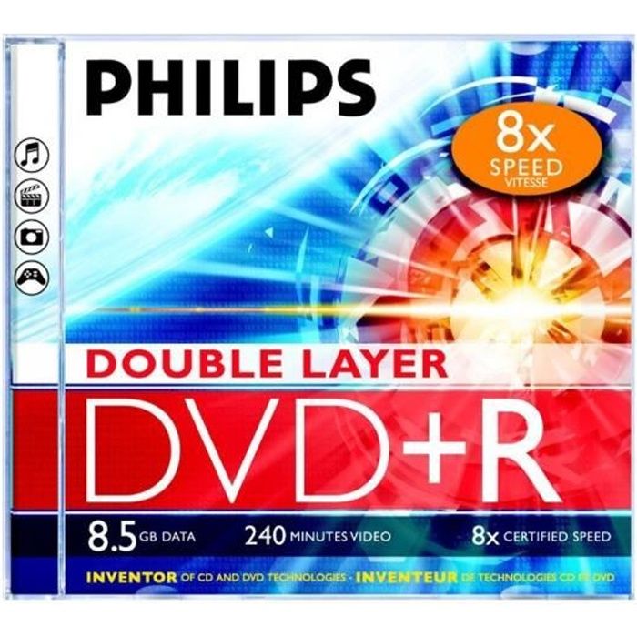 Philips DR8S8J05C 5 x DVD+R DL 8.5 Go 240 minutes 8x boîtier CD - vue 2