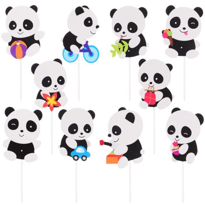 30pcs Mignon Panda Theme Fete Gateau D Anniversaire Carte De Decoration De Fruits Noir Blanc Figurine Decor De Gateau Cdiscount Maison