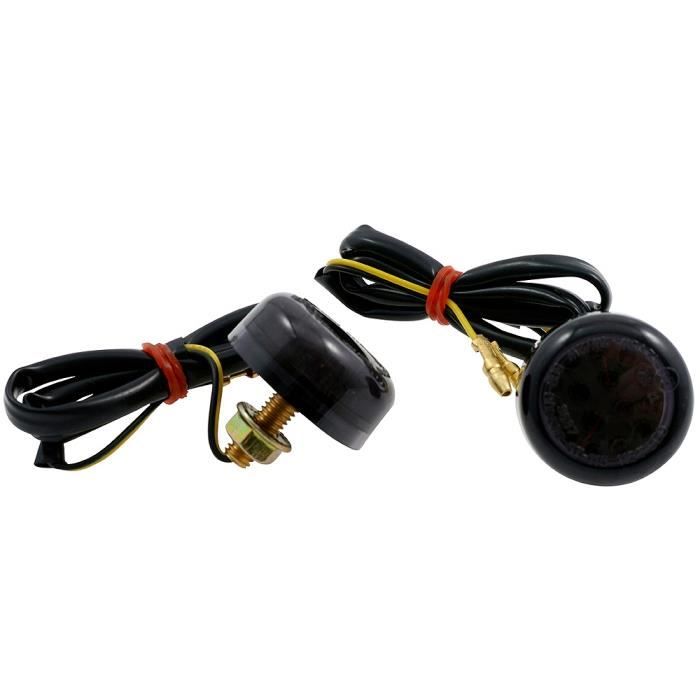 2x LED Micro Mini Clignotant rund schwarz teinté Custom universal Tuning ATV
