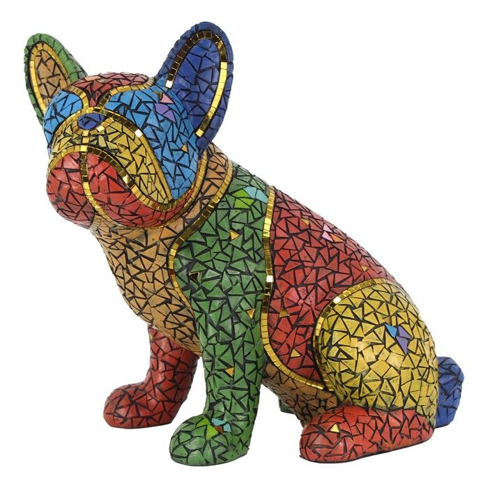 Signes Grimalt - ORIGIN Home Decor Chien Bouledogue Animaux Figurine de Chien Bleu - 28x29x18cm