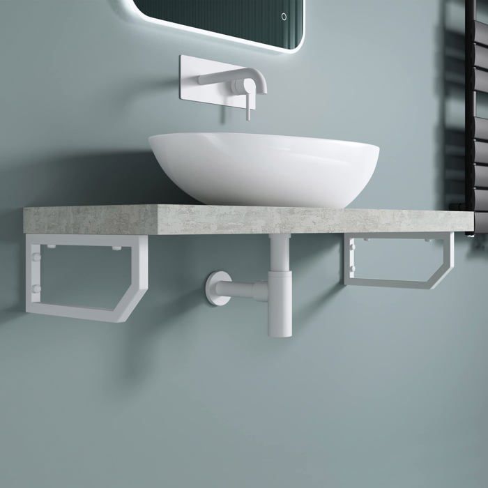 Sogood® 1 Pièce Équerre de Fixation Blanc Étagère Tablette Murale Porte-Serviette en Acier Inoxydable 33x2x15cm WH03