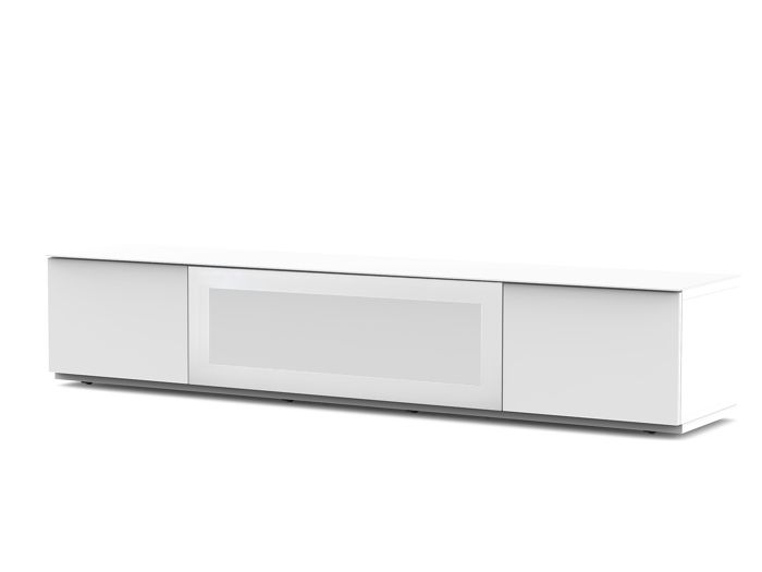 sonorous - meuble tv studio 200 blanc - porte centrale verre infrarouge - qualité premium - l200cm - tv 86'' max - livré monté