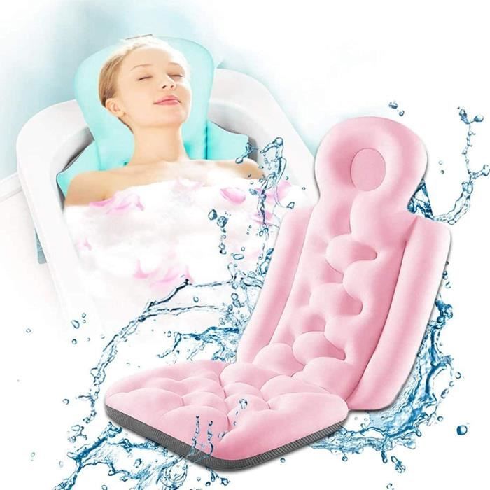 Coussin De Bain Ergonomique ADOV - 6 Ventouses Antidérapantes, Tissu Maille Respirant - Pour Tête, Cou, Dos - Baignoire, Spa, Jacuzzi