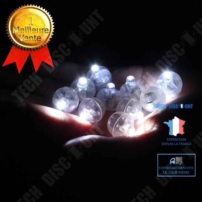 TD® Lot de 100 pièces d'ampoules LED/ Lampe Ballon Blanc pour Décoration/ Lanterne Papier Soirée Mariage Fête Anniversaire Blanc