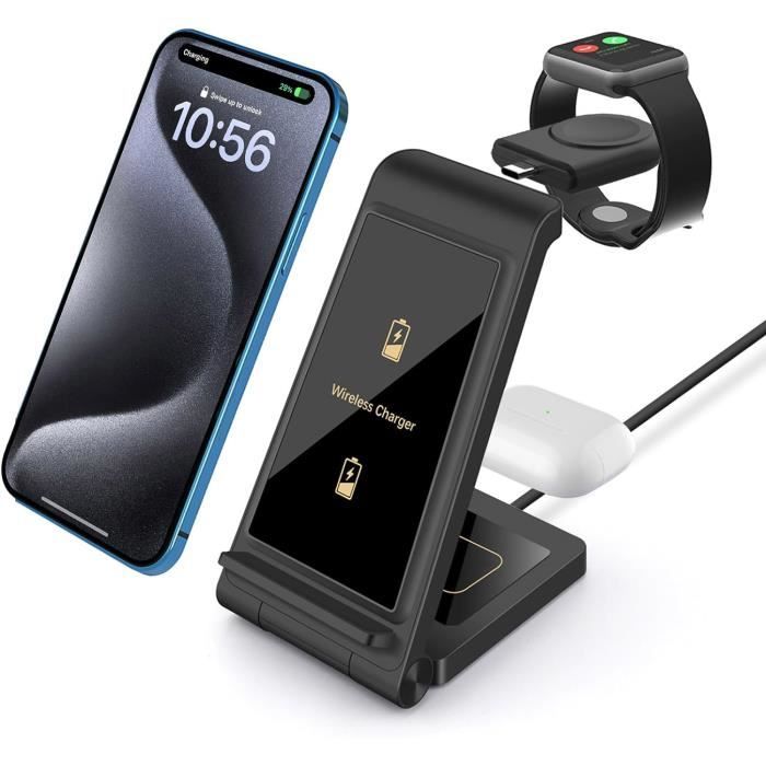 Chargeur Sans Fil Yoxinta 3 En 1 Pliable – Pour IPhone (X455), Noir