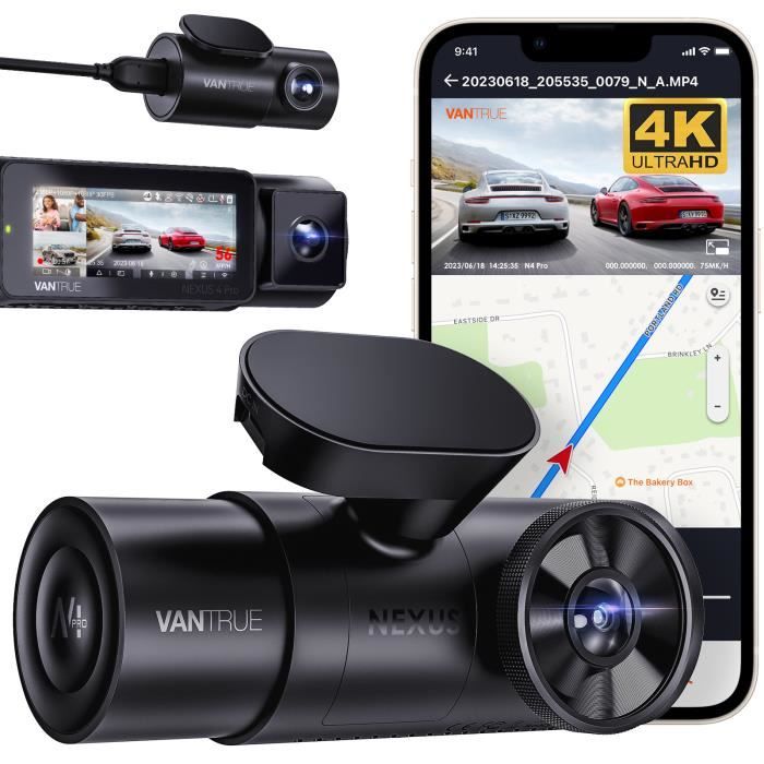 VANTRUE N4 Pro 4k Caméra de voiture à 3 canaux Wifi&GPS dashcam avec commande vocale Sony STARVIS 2 Sensor pré-enregistrement 10s