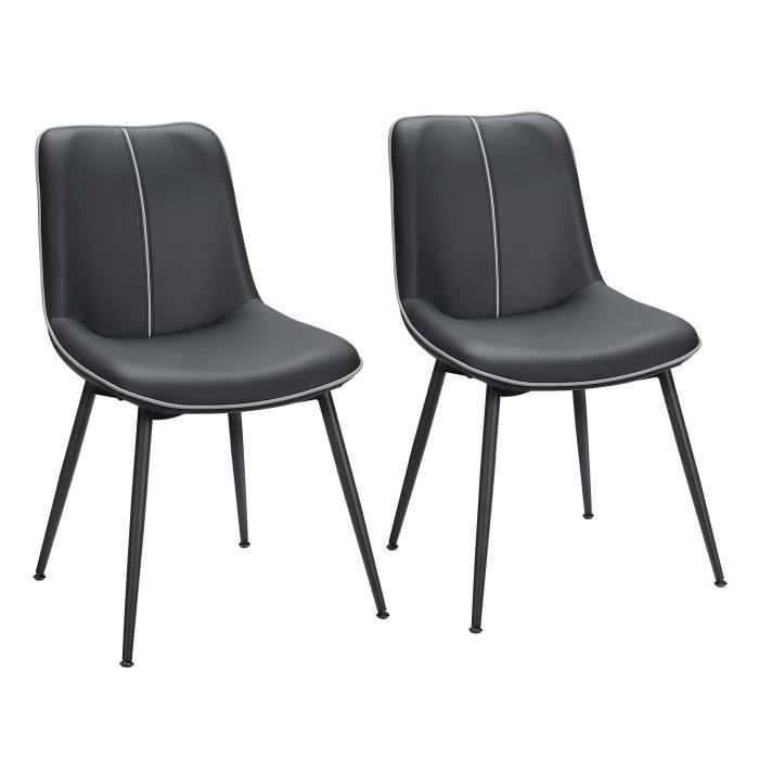 chaise de salle à manger - vasagle - lot de 2 - assise rembourrée - pieds en acier réglables