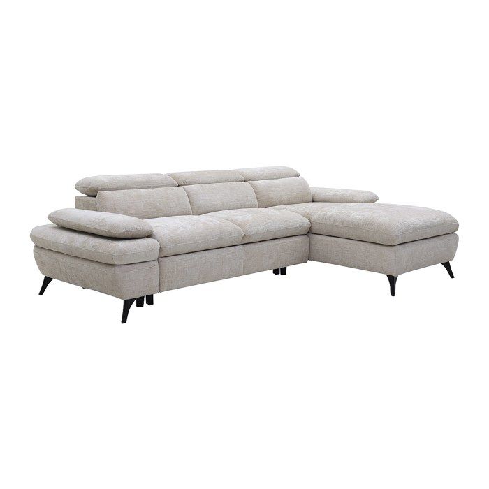 Canapé dangle droit convertible en tissu texturé beige SURDELI