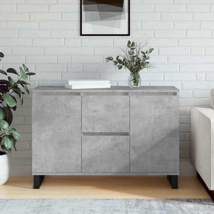 vidaXL Buffet Armoire Latérale avec Pieds Meuble de Rangement Organisateur de Salon Salle de Séjour Intérieur Gris Béton 827216