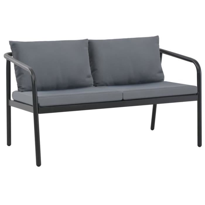 Canapé de jardin 2 places - VIDAXL - Aluminium - Coussins inclus - Gris