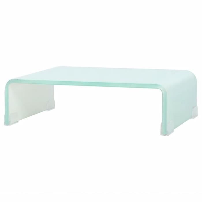 vidaXL Meuble TV/ Support pour moniteur 40 x 25 x 11 cm Verre Blanc