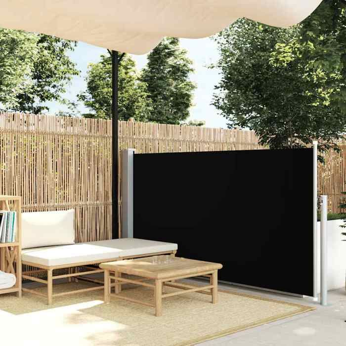 vidaXL Auvent Latéral Rétractable 120x300cm Noir Jardin Balcon Brise-vue Store 45359