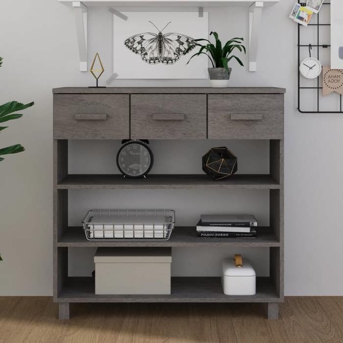 VidaXL Table console HAMAR Gris clair 90x35x90 cm Bois massif de pin