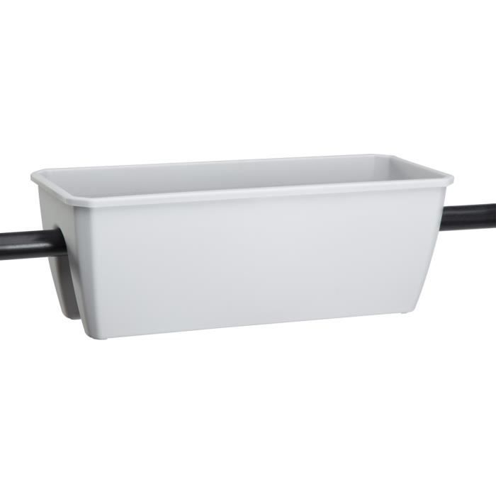 Balconnière, jardinière avec encoche en plastique gris 12,5L Gris