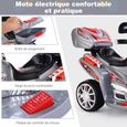 GOPLUS Moto Électrique pour Enfants 37-84 Mois à 3 Roues,Moto Scooter 6V 3 KM/h avec Effet Sonore et Lumineux, Charge 25 kg,Gris-1