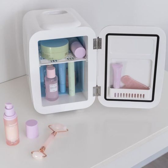 Flamingueo Mini Frigo 4L - Petit Réfrigérateur Chambre Avec Fonction Chaud/Froid 12V/220V, Idéal Skincare Et Cosmétiques