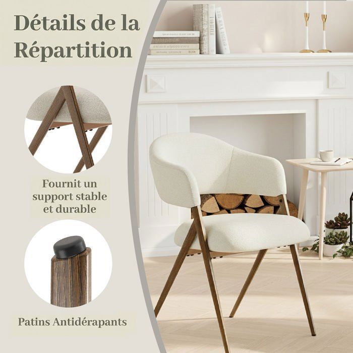 Chaise De Salle à Manger Confortable - Dossier Ergonomique - Marron - Moderne - Lot De 1