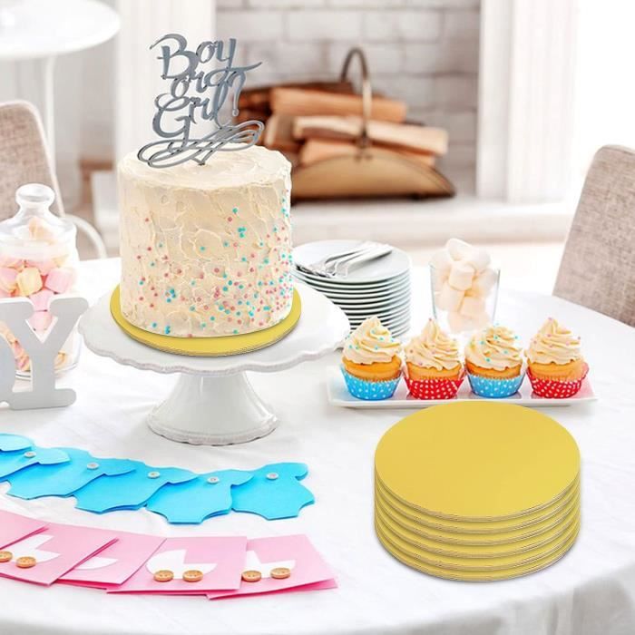 Plateau Réutilisable Pâtisserie Plateaux Gâteau Ronds 6x - Carton 20cm Diamètre - Support Réutilisable Mariage Anniversaire Base Gâteau étagé