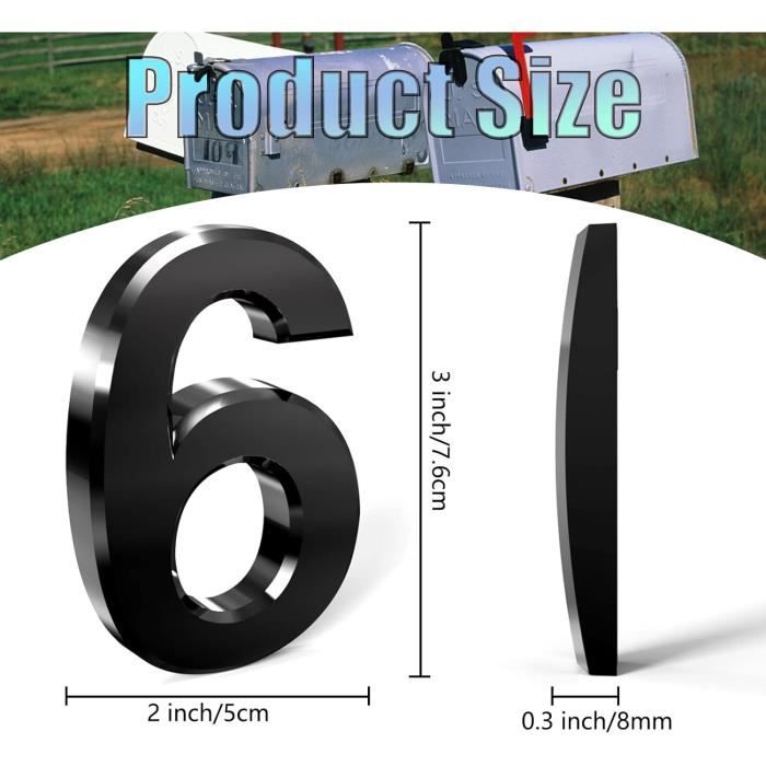 Numéros de porte autocollants 3D de 7,6 cm pour maison, appartement ...