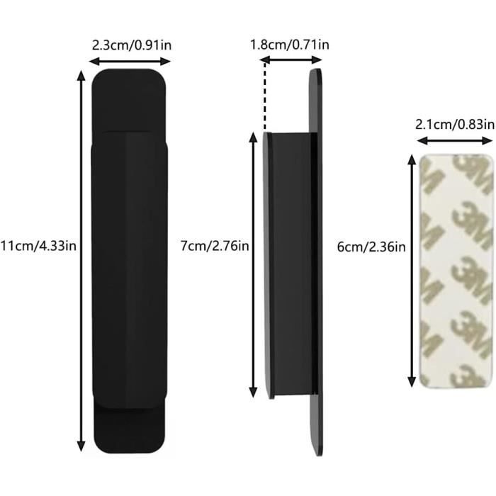 Lot De 2 Poignées Adhésives Pour Porte D’armoire – Style Moderne – Noir – Aluminium