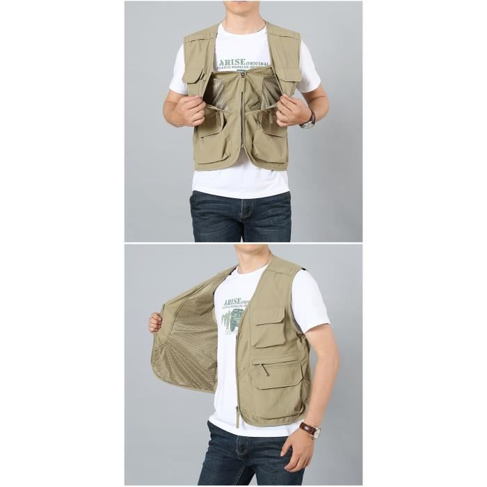Gilet Tactique Multi-poches Homme - Été, Pêche, Randonnée, Photographe, Neuf