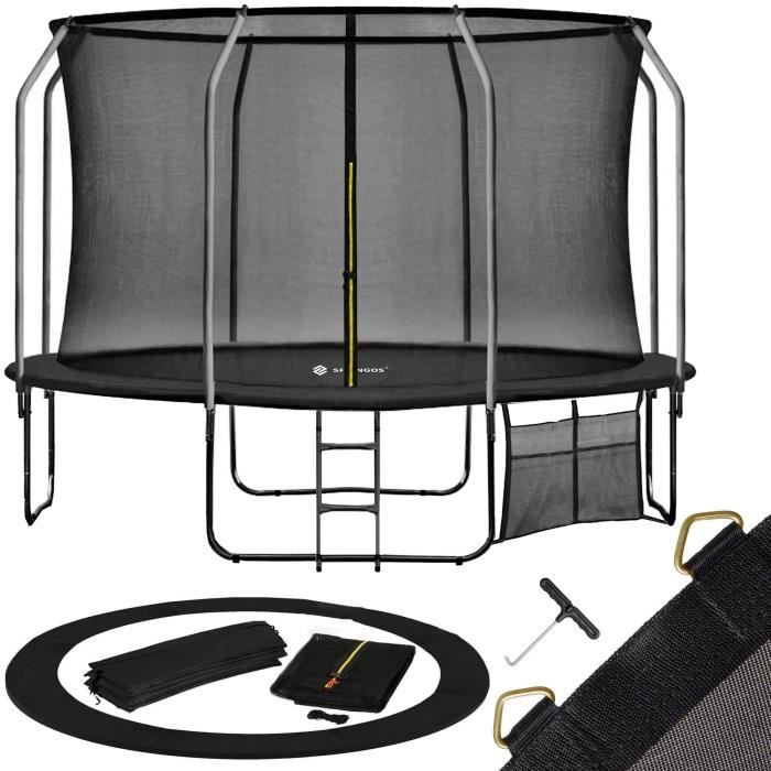 Trampoline extérieur rond - Filet de sécurité zippé - Échelle incluse