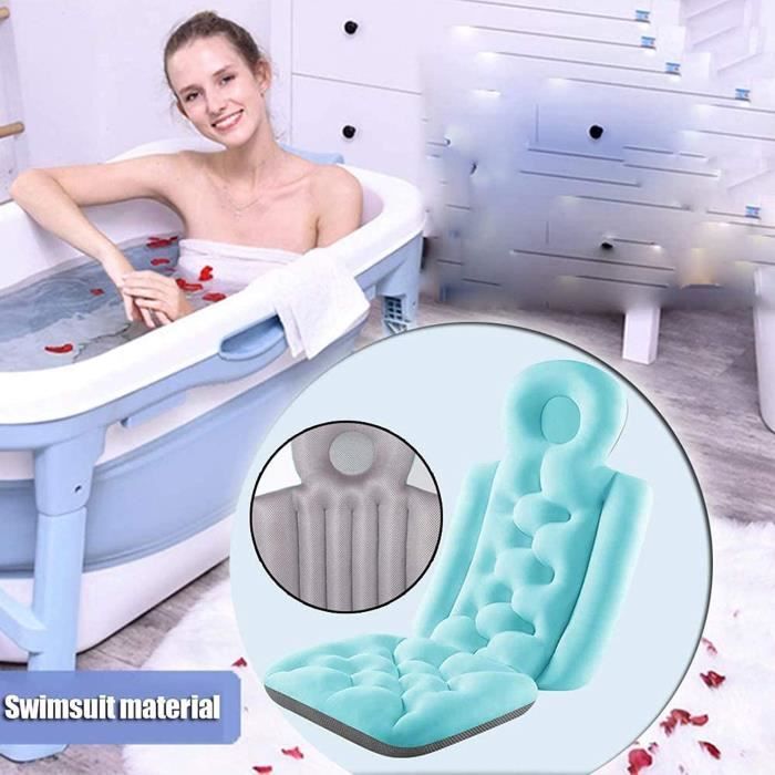 Coussin De Bain Tout Corps – Confort Tête, Nuque, épaules, Jambes – Antidérapant, Respirant, Lavable – Bleu Ou Rose