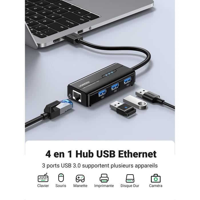 Adaptateur Ugreen USB 3.0 vers Ethernet RJ45 Réseau à 1000Mbps