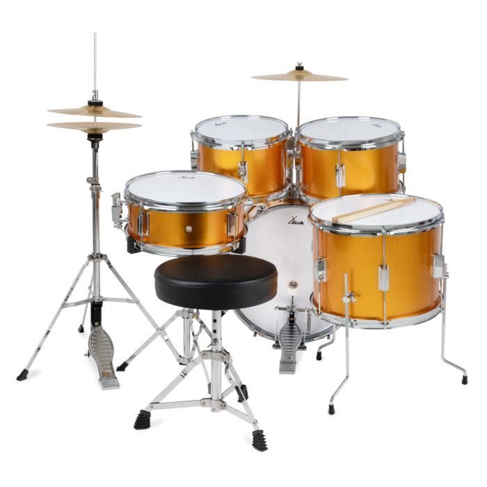 XDrum Junior Pro Kinder Drumset Sunset Gold Sparkle incl. School
