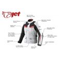 JET Blouson Veste Moto Homme Imperméable Avec Armure Textile Aquatex (Blanc Rouge)-2