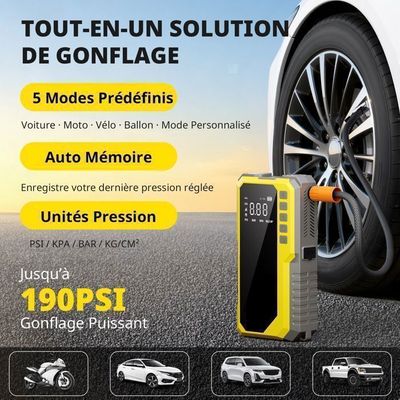 Démarreur De Batterie Voiture Olvy 2-en-1 - 1500A Pointe - Power Bank 8000mAh - Lampe LED - Pour Voitures, Moto, Camion