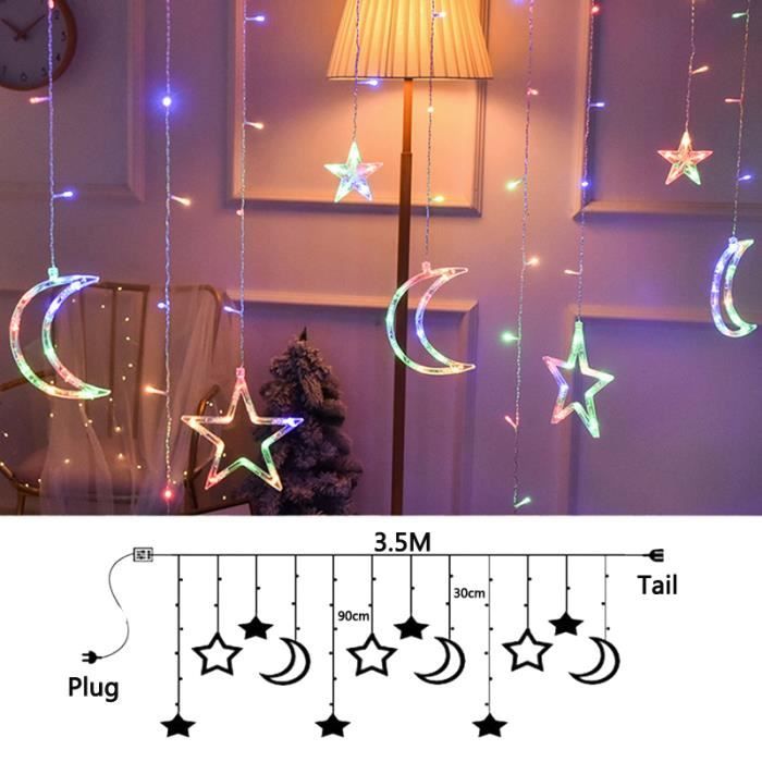 Guirlande lumineuse LED avec lune-étoile-rideau Maclean MCE418 Rideau  lumineux lumières de Noël 120 LED 3000K blanc chaud 3W - Achat & prix