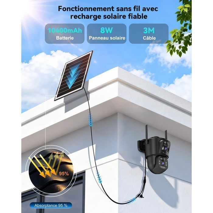 Caméra Surveillance WiFi Intérieur DIDseth 2K - Écran 2.8" - 360° - Détection Mouvement - Appel Vidéo