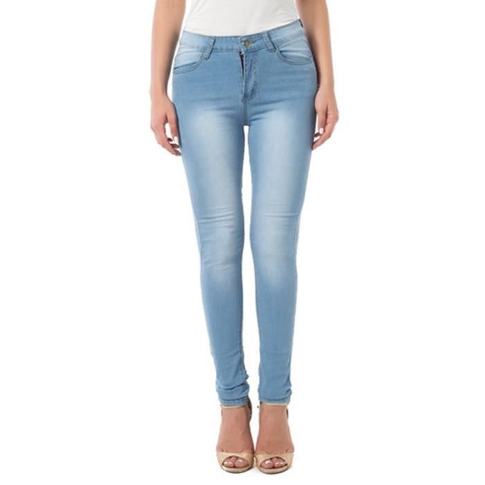 Jeans Denim Femme Slim Plus Size Marque Mid Waist Gradient Bleu Bleu Cdiscount Pret a Porter