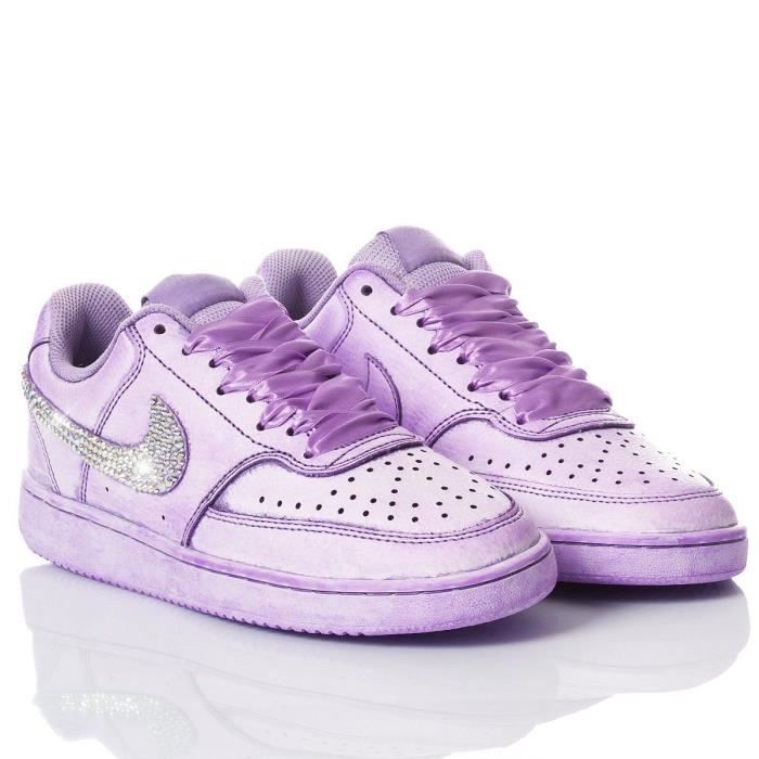 NIKE FEMME NIKEWASHEDCRYSTAL2069 VIOLET CUIR BASKETS Violet Cdiscount Chaussures